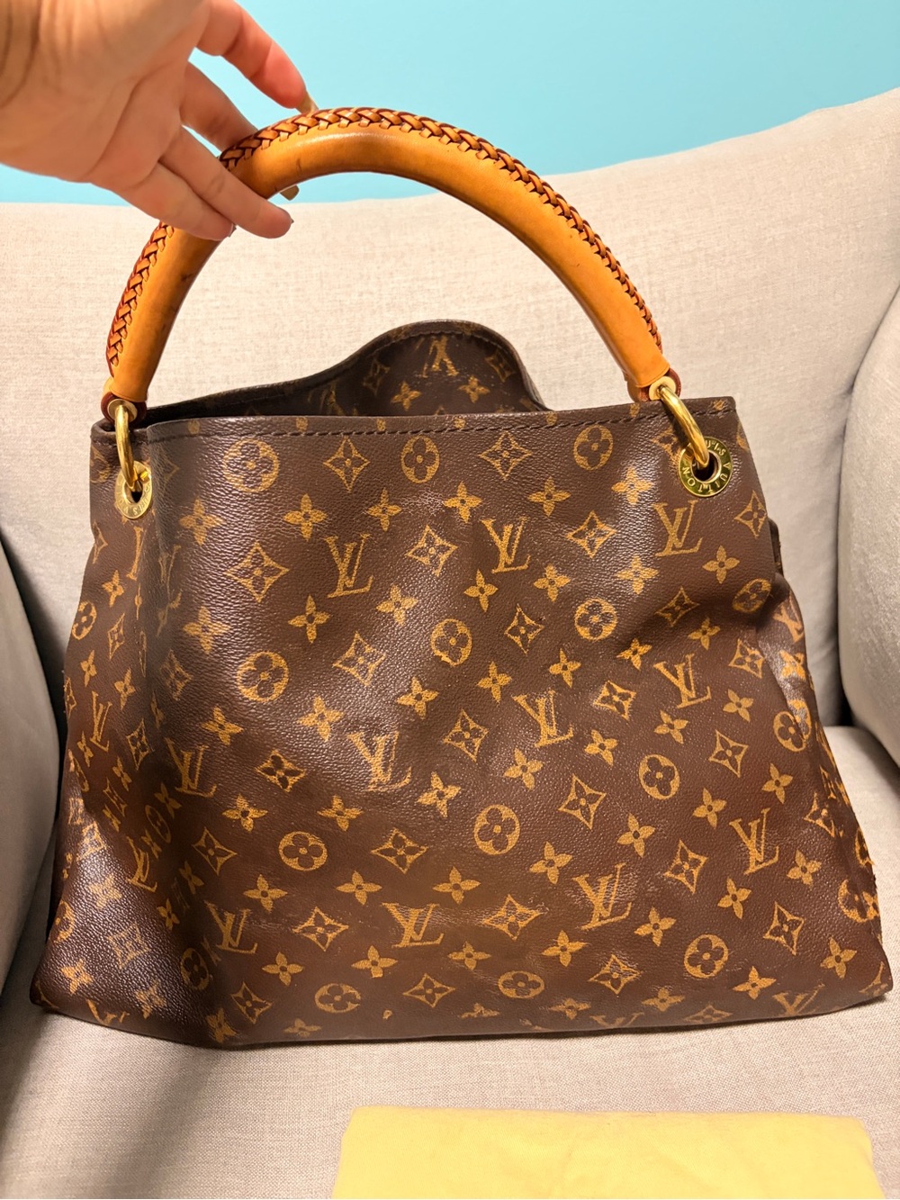 Louis Vuitton Brown Monogram Canvas Shoulder Bag with Vachetta Handle